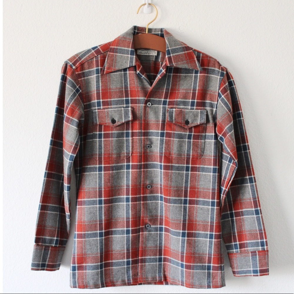 Vintage Pendleton inspired wool plaid shirt
